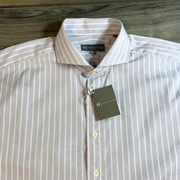 Hickey Freeman Dress Shirt Size 17 X-Long French Cuff Striped Executive Office - Picture 11 of 16